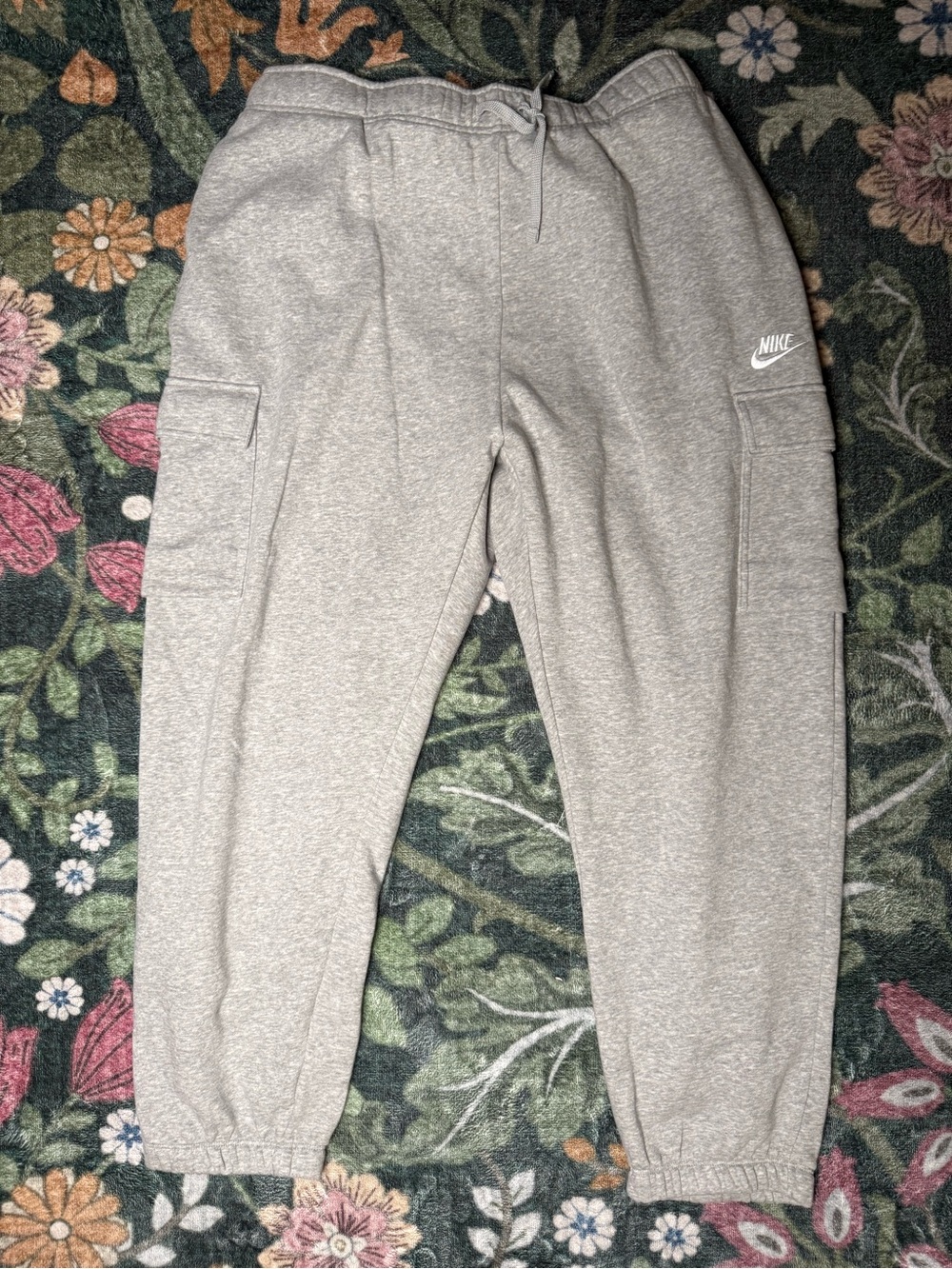 Nike Gray Cargo Sweatpants with White Logo